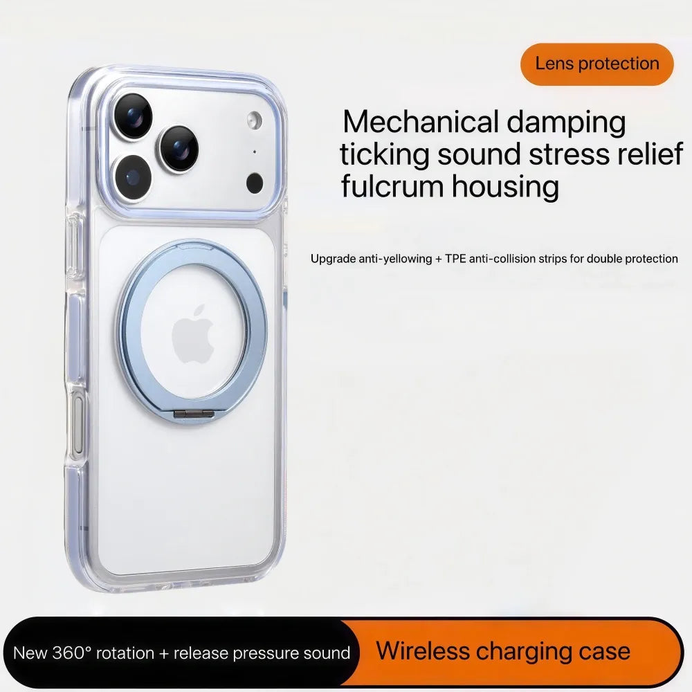 Clear MagSafe iPhone 17 Pro Case with 360 degrees Rotating Ring Stand - Sky Blue Edition V1293-MCH5153