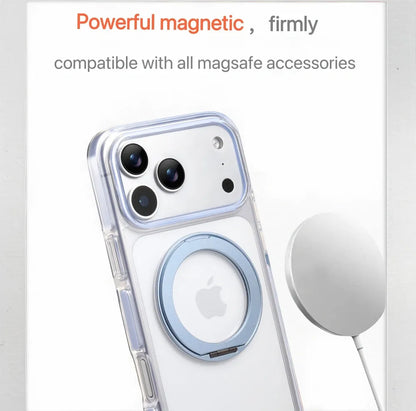 Clear MagSafe iPhone 17 Pro Max Case with 360 degrees Rotating Ring Stand - Sky Blue Edition V1293-MCH5154