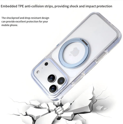 Clear MagSafe iPhone 17 Pro Max Case with 360 degrees Rotating Ring Stand - Sky Blue Edition V1293-MCH5154