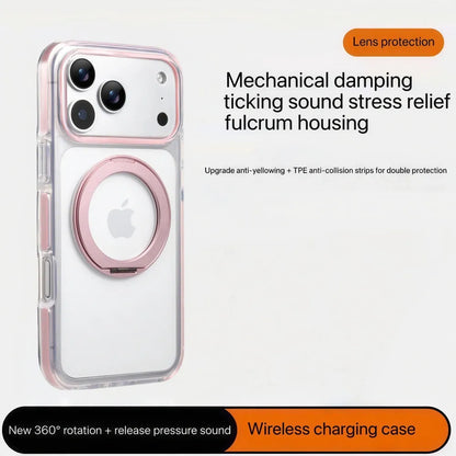 Clear MagSafe iPhone 17 Pro Case with 360 degrees Rotating Ring Stand - Pink Edition V1293-MCH5155