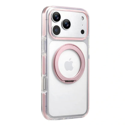 Clear MagSafe iPhone 17 Pro Max Case with 360 degrees Rotating Ring Stand - Pink Edition V1293-MCH5156