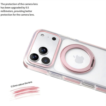 Clear MagSafe iPhone 17 Pro Max Case with 360 degrees Rotating Ring Stand - Pink Edition V1293-MCH5156