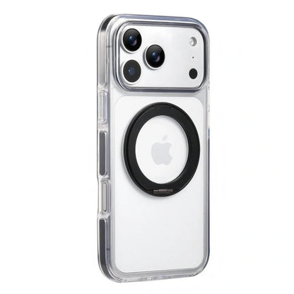 Clear MagSafe iPhone 17 Pro Case with 360 degrees Rotating Ring Stand - Black Edition V1293-MCH5157
