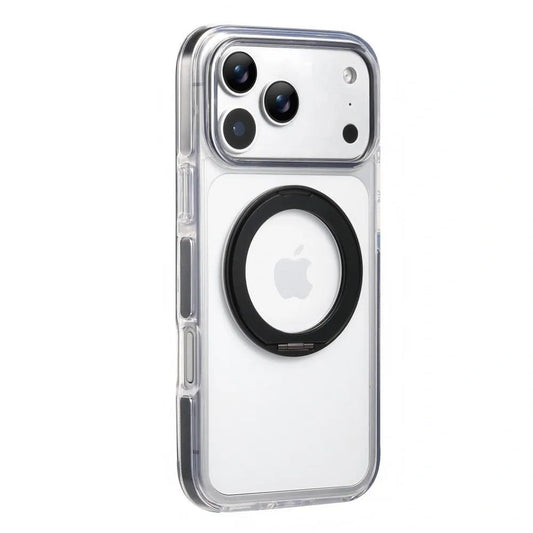 Clear MagSafe iPhone 17 Pro Case with 360 degrees Rotating Ring Stand - Black Edition V1293-MCH5157