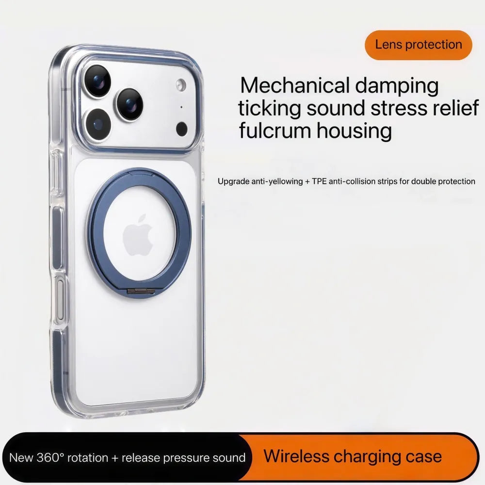 Clear MagSafe iPhone 17 Pro Case with 360 degrees Rotating Ring Stand - Blue Edition V1293-MCH5159