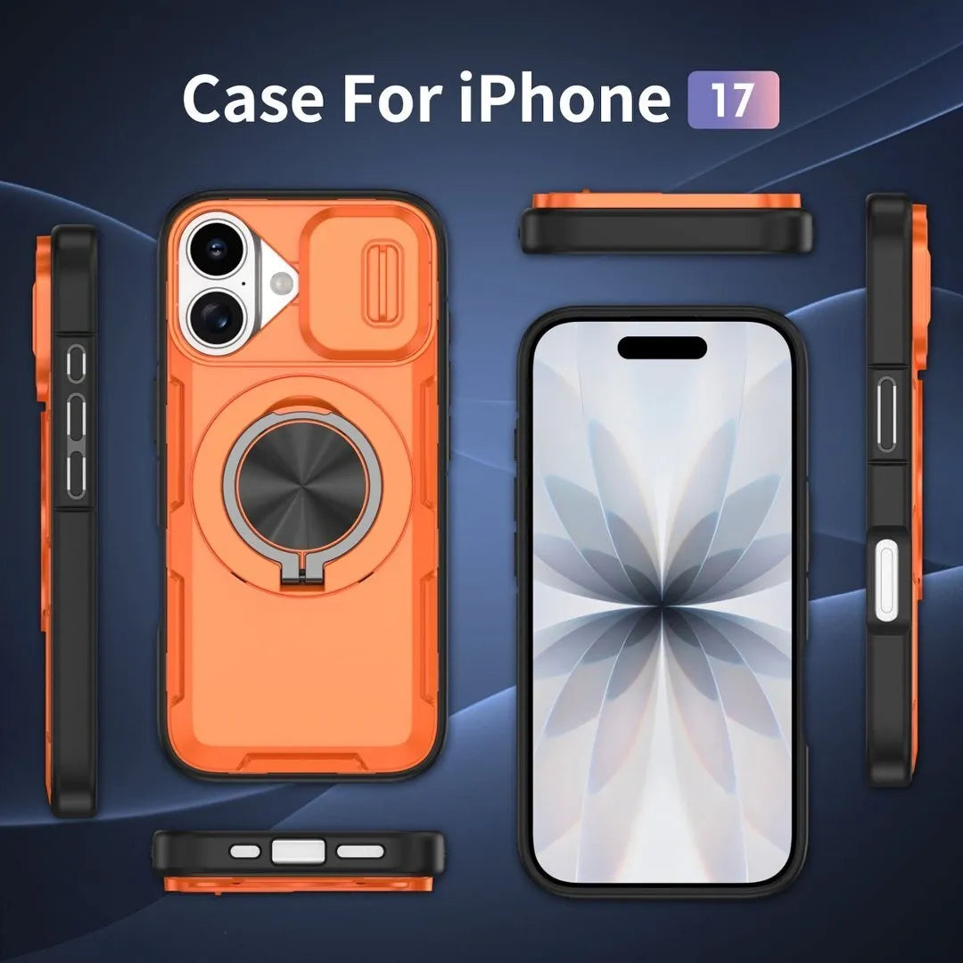 2-in-1 Magnetic Sliding Lens Case, Orange for iPhone 17 V1293-MCHCCS-17