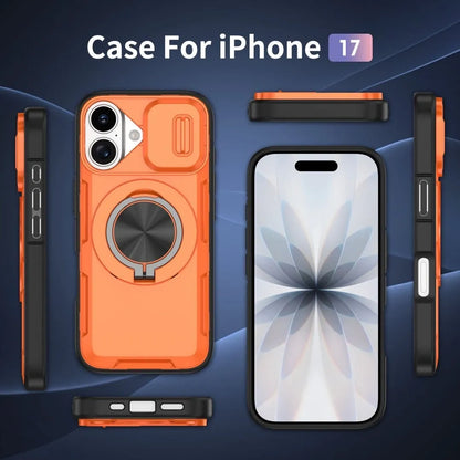 2-in-1 Magnetic Sliding Lens Case, Orange for iPhone 17 V1293-MCHCCS-17