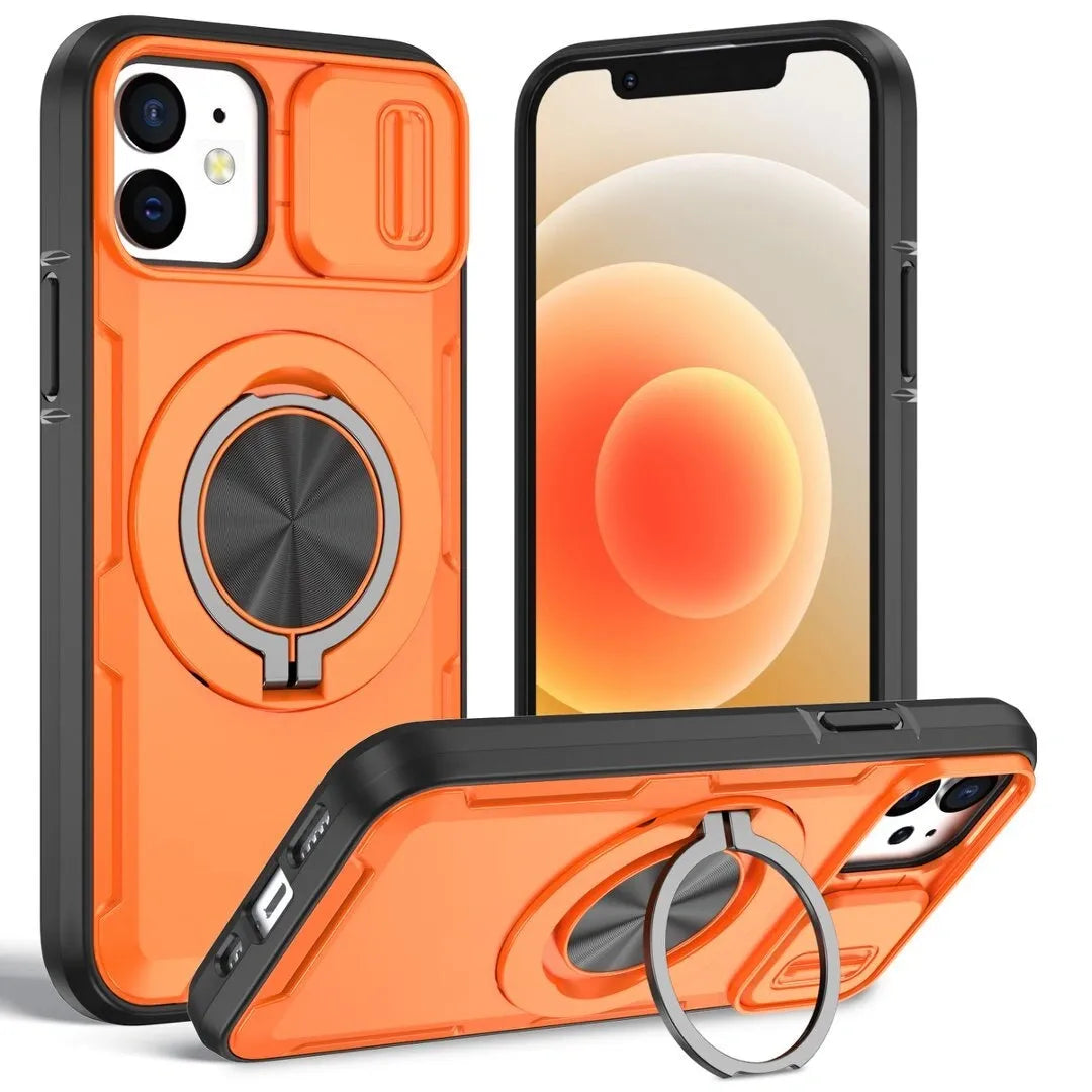 2-in-1 Magnetic Sliding Lens Case, Orange for iPhone 12 V1293-MCHCS-12