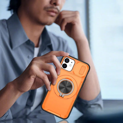 2-in-1 Magnetic Sliding Lens Case, Orange for iPhone 12 V1293-MCHCS-12