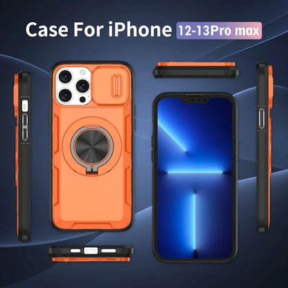 2-in-1 Magnetic Sliding Lens Case, Orange for iPhone 12 Pro Max V1293-MCHCS-12PM