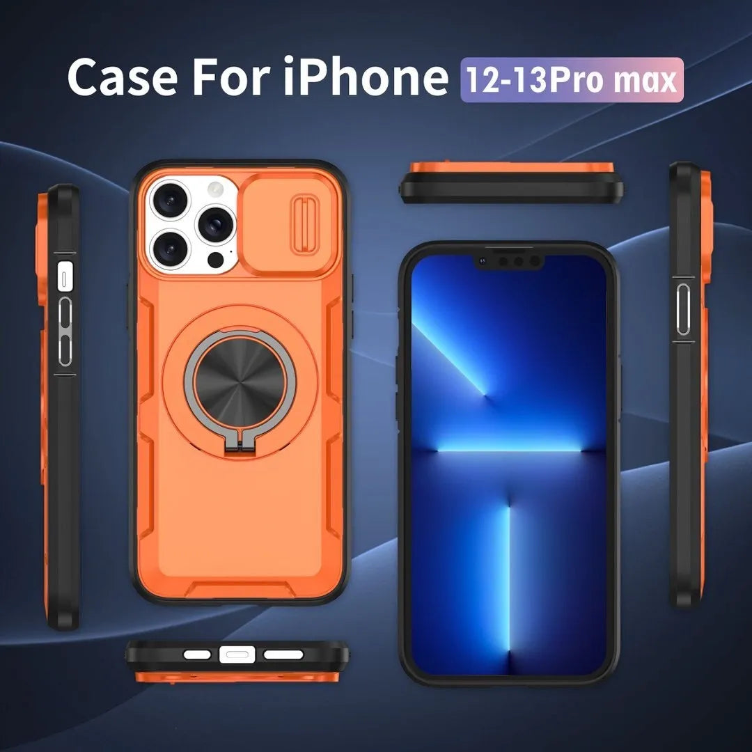 2-in-1 Magnetic Sliding Lens Case, Orange for iPhone 13 V1293-MCHCS-13