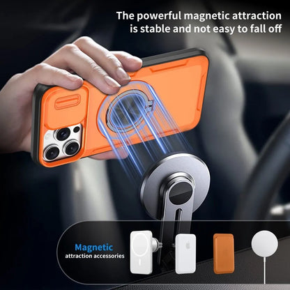 2-in-1 Magnetic Sliding Lens Case, Orange for iPhone 13 Pro Max V1293-MCHCS-13PM
