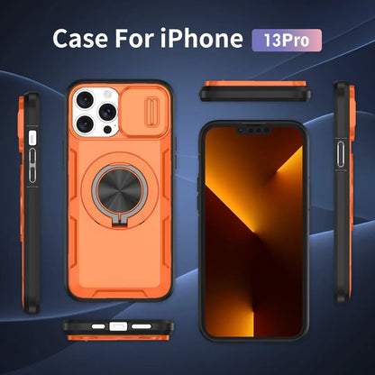 2-in-1 Magnetic Sliding Lens Case, Orange for iPhone 13 Pro V1293-MCHCS-13PRO