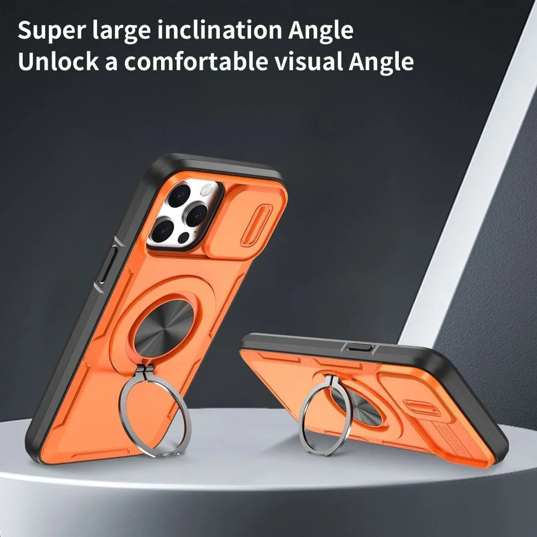 2-in-1 Magnetic Sliding Lens Case, Orange for iPhone 13 Pro V1293-MCHCS-13PRO