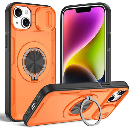 2-in-1 Magnetic Sliding Lens Case, Orange for iPhone 14 Plus V1293-MCHCS-14PLUS