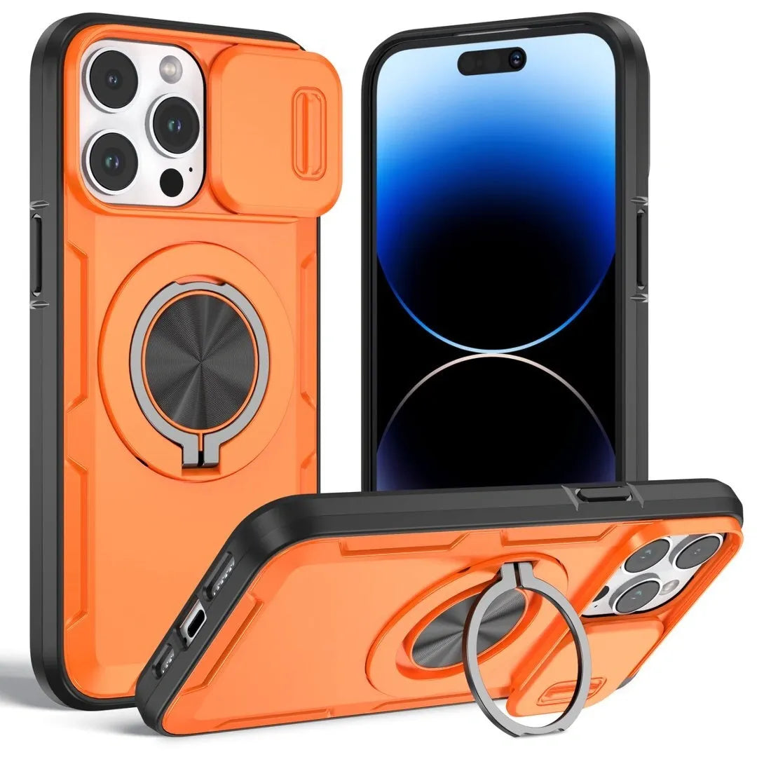 2-in-1 Magnetic Sliding Lens Case, Orange for iPhone 14 Pro Max V1293-MCHCS-14PM