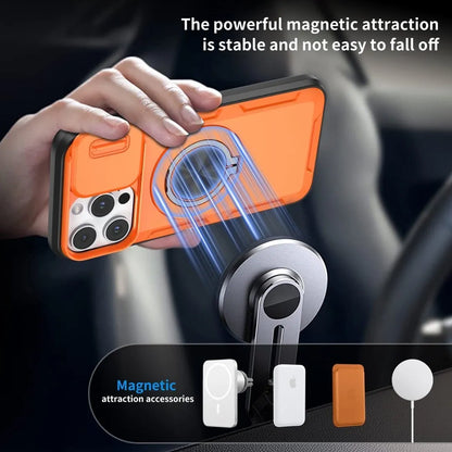 2-in-1 Magnetic Sliding Lens Case, Orange for iPhone 14 Pro V1293-MCHCS-14PRO