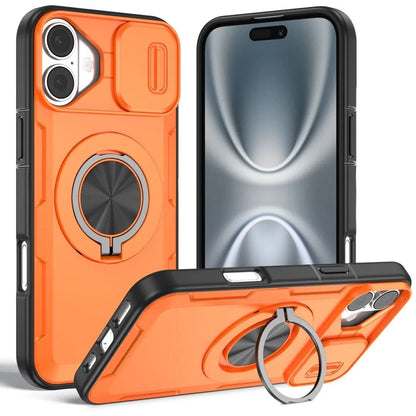 2-in-1 Magnetic Sliding Lens Case, Orange for iPhone 16 Plus V1293-MCHCS-16PLUS
