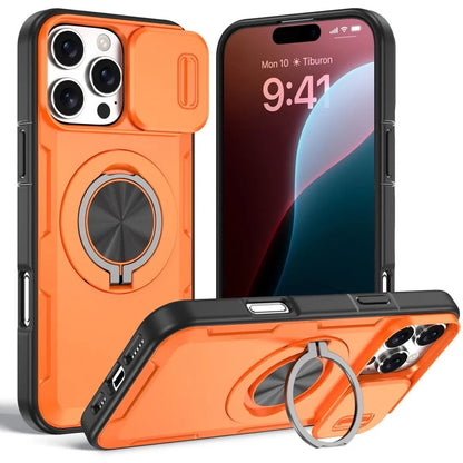2-in-1 Magnetic Sliding Lens Case, Orange for iPhone 16 Pro Max V1293-MCHCS-16PM
