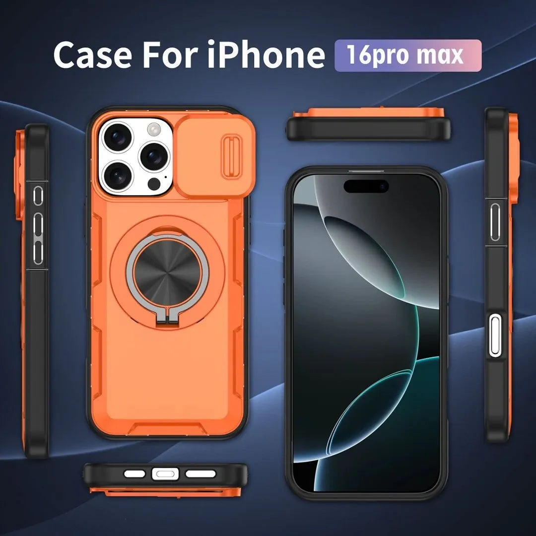 2-in-1 Magnetic Sliding Lens Case, Orange for iPhone 16 Pro Max V1293-MCHCS-16PM
