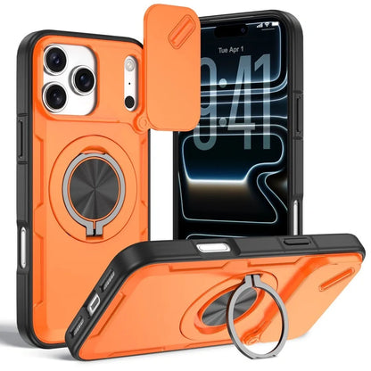 2-in-1 Magnetic Sliding Lens Case, Orange for iPhone 17 Pro Max V1293-MCHCS-17PM