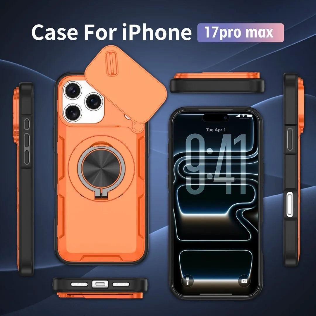 2-in-1 Magnetic Sliding Lens Case, Orange for iPhone 17 Pro Max V1293-MCHCS-17PM