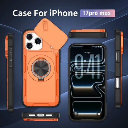 2-in-1 Magnetic Sliding Lens Case, Orange for iPhone 17 Pro Max V1293-MCHCS-17PM