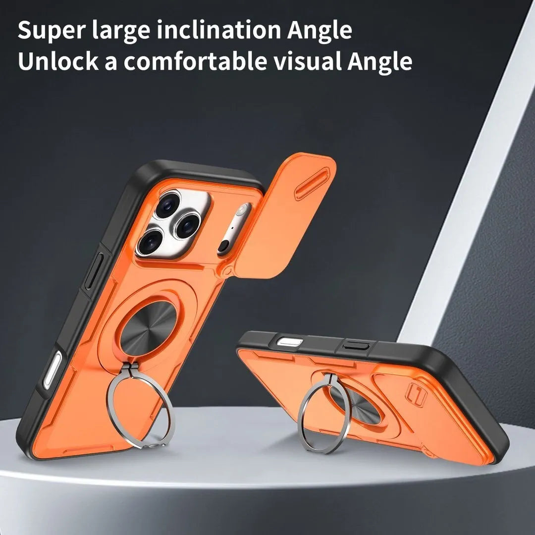 2-in-1 Magnetic Sliding Lens Case, Orange for iPhone 17 Pro V1293-MCHCS-17PRO