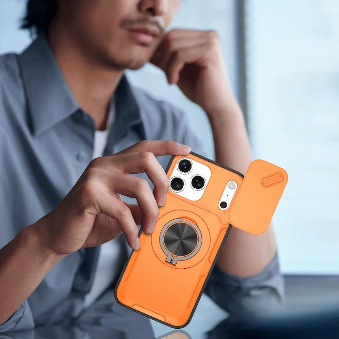 2-in-1 Magnetic Sliding Lens Case, Orange for iPhone 17 Pro V1293-MCHCS-17PRO
