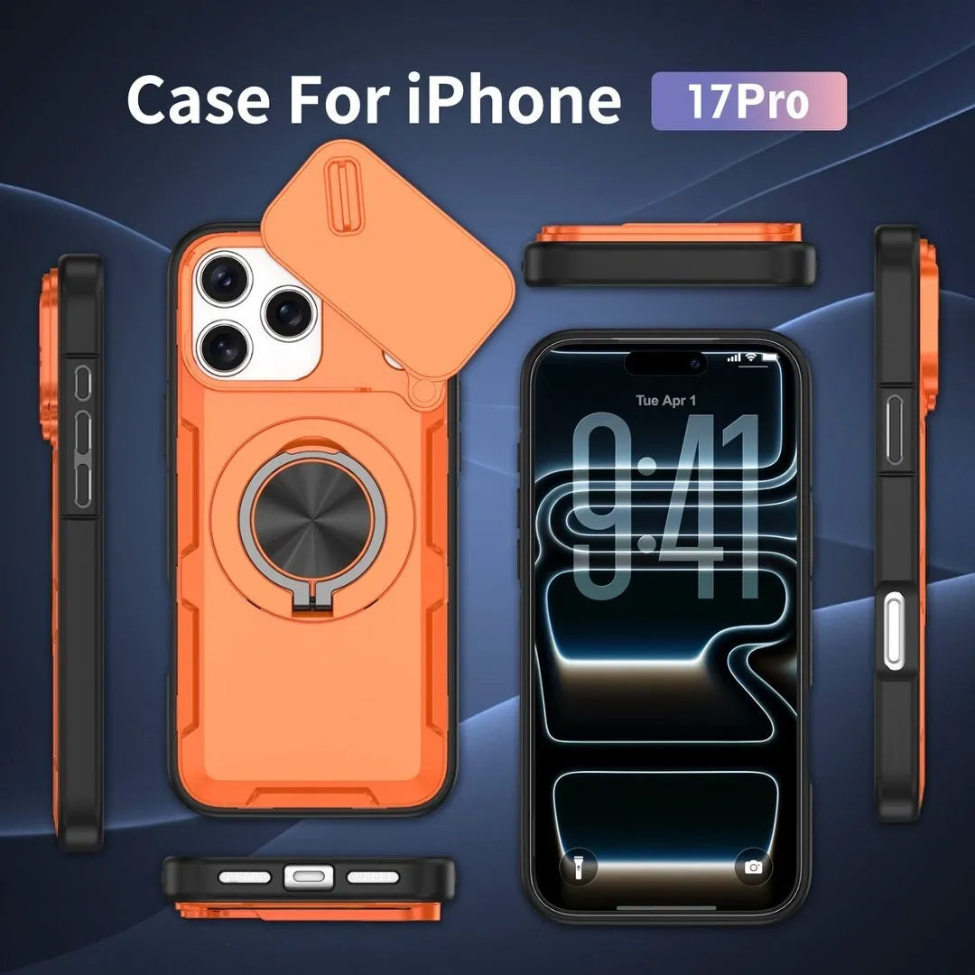 2-in-1 Magnetic Sliding Lens Case, Orange for iPhone 17 Pro V1293-MCHCS-17PRO