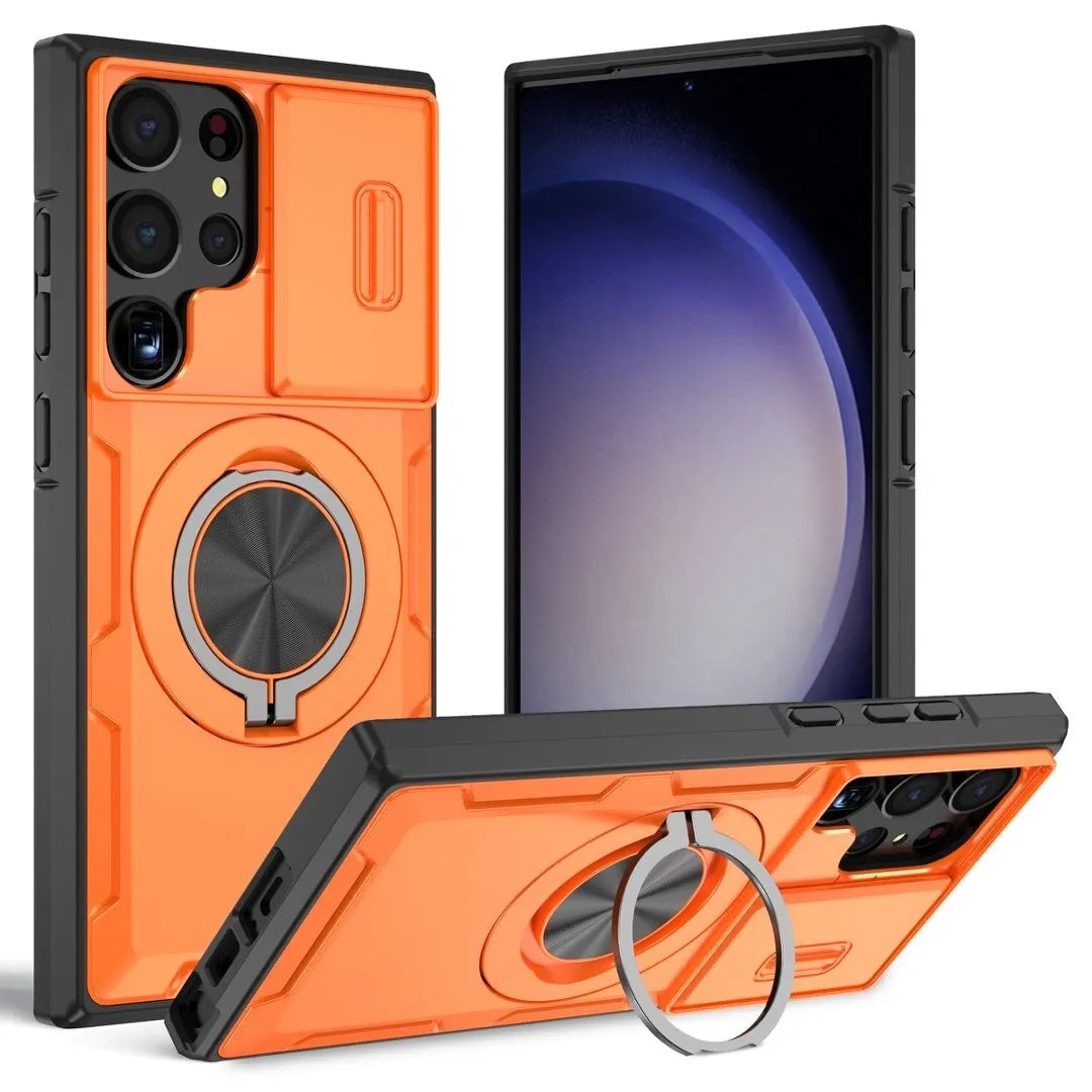 2-in-1 Magnetic Sliding Lens Case, Orange for Samsung S23Ultra V1293-MCHCS-23U