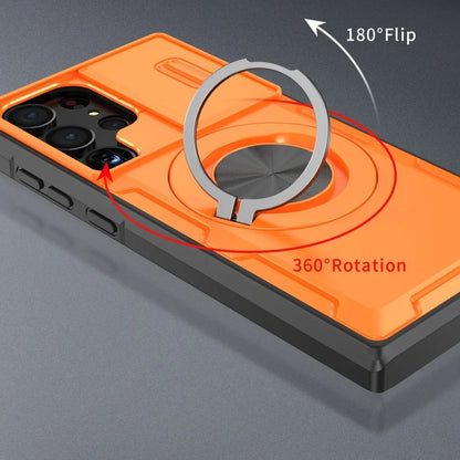 2-in-1 Magnetic Sliding Lens Case, Orange for Samsung S23Ultra V1293-MCHCS-23U