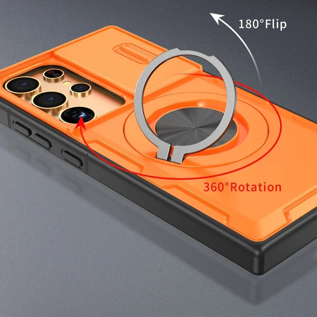 2-in-1 Magnetic Sliding Lens Case, Orange for Samsung S24Ultra V1293-MCHCS-24U