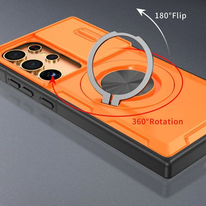 2-in-1 Magnetic Sliding Lens Case, Orange for Samsung S24Ultra V1293-MCHCS-24U