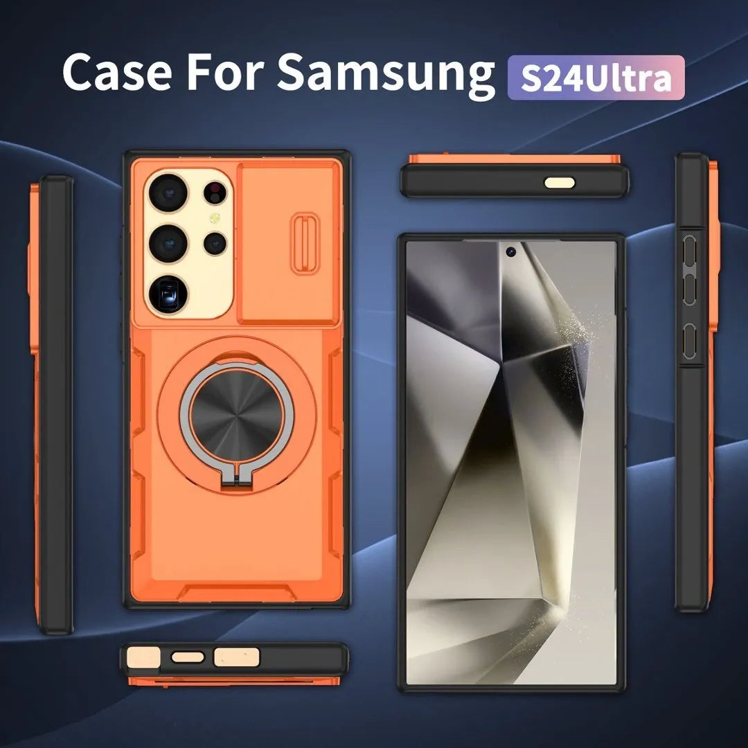 2-in-1 Magnetic Sliding Lens Case, Orange for Samsung S24Ultra V1293-MCHCS-24U