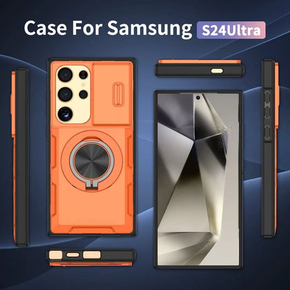 2-in-1 Magnetic Sliding Lens Case, Orange for Samsung S24Ultra V1293-MCHCS-24U