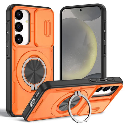 2-in-1 Magnetic Sliding Lens Case, Orange for Samsung S25 V1293-MCHCS-25