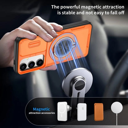 2-in-1 Magnetic Sliding Lens Case, Orange for Samsung S25 V1293-MCHCS-25