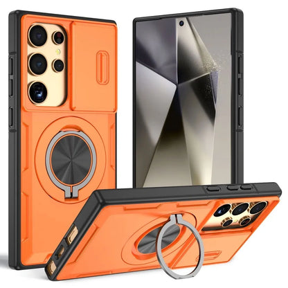 2-in-1 Magnetic Sliding Lens Case, Orange for Samsung S25Ultra V1293-MCHCS-25U