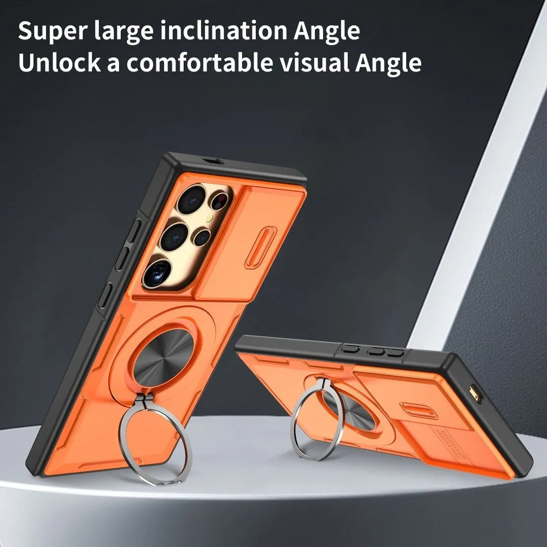2-in-1 Magnetic Sliding Lens Case, Orange for Samsung S25Ultra V1293-MCHCS-25U