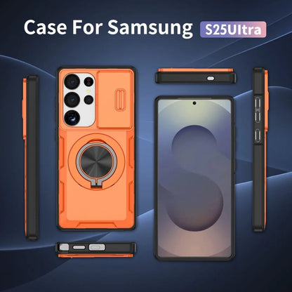 2-in-1 Magnetic Sliding Lens Case, Orange for Samsung S25Ultra V1293-MCHCS-25U