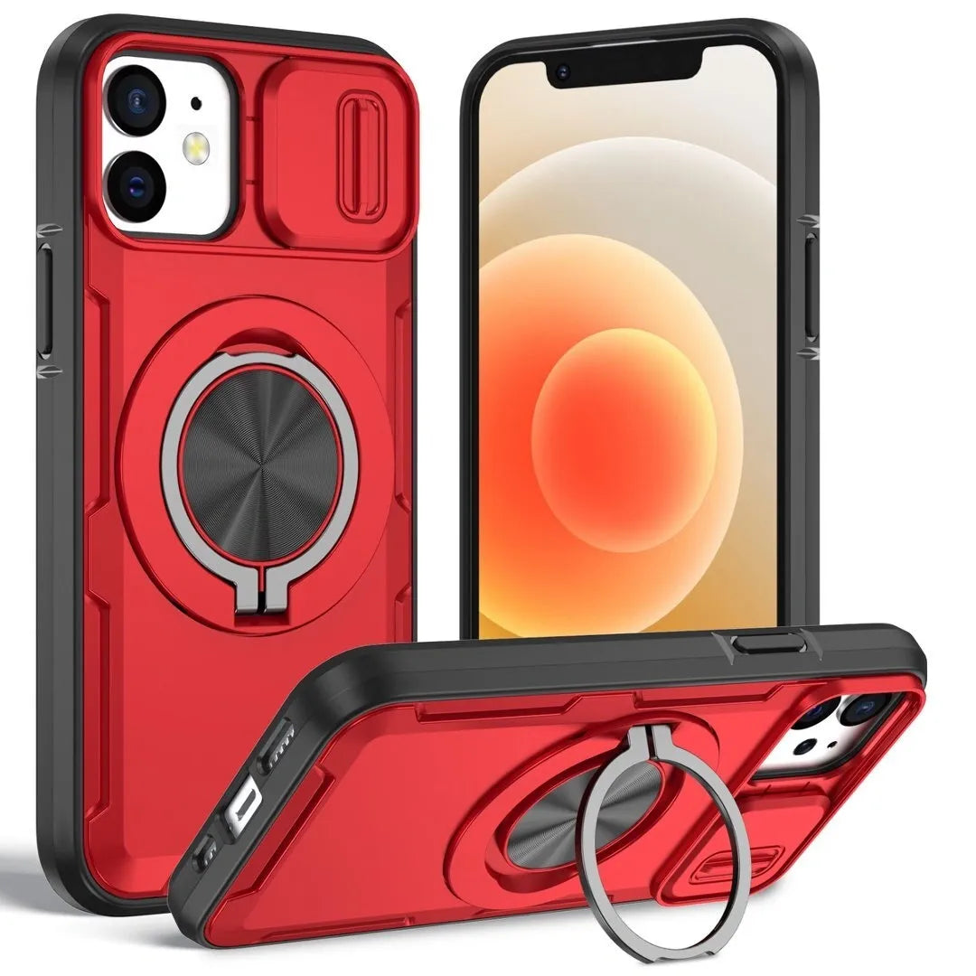 2-in-1 Magnetic Sliding Lens Case, Red for iPhone 12 V1293-MCHHHS-12