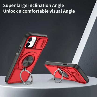 2-in-1 Magnetic Sliding Lens Case, Red for iPhone 12 V1293-MCHHHS-12