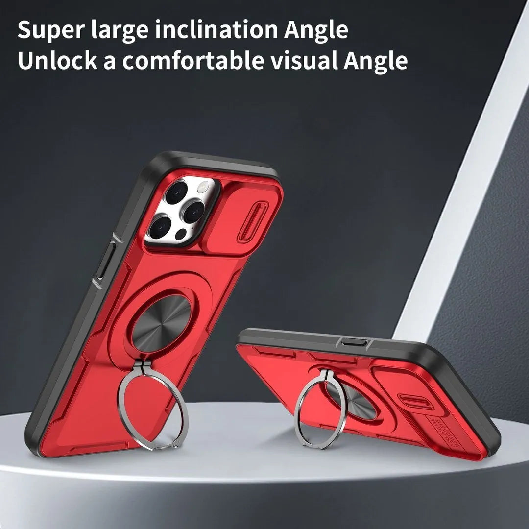 2-in-1 Magnetic Sliding Lens Case, Red for iPhone 12 Pro V1293-MCHHHS-12PRO
