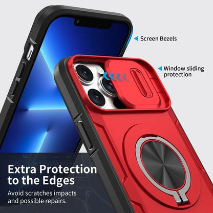 2-in-1 Magnetic Sliding Lens Case, Red for iPhone 12 Pro V1293-MCHHHS-12PRO