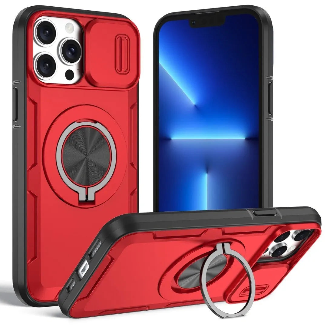 2-in-1 Magnetic Sliding Lens Case, Red for iPhone 13 Pro Max V1293-MCHHHS-13PM