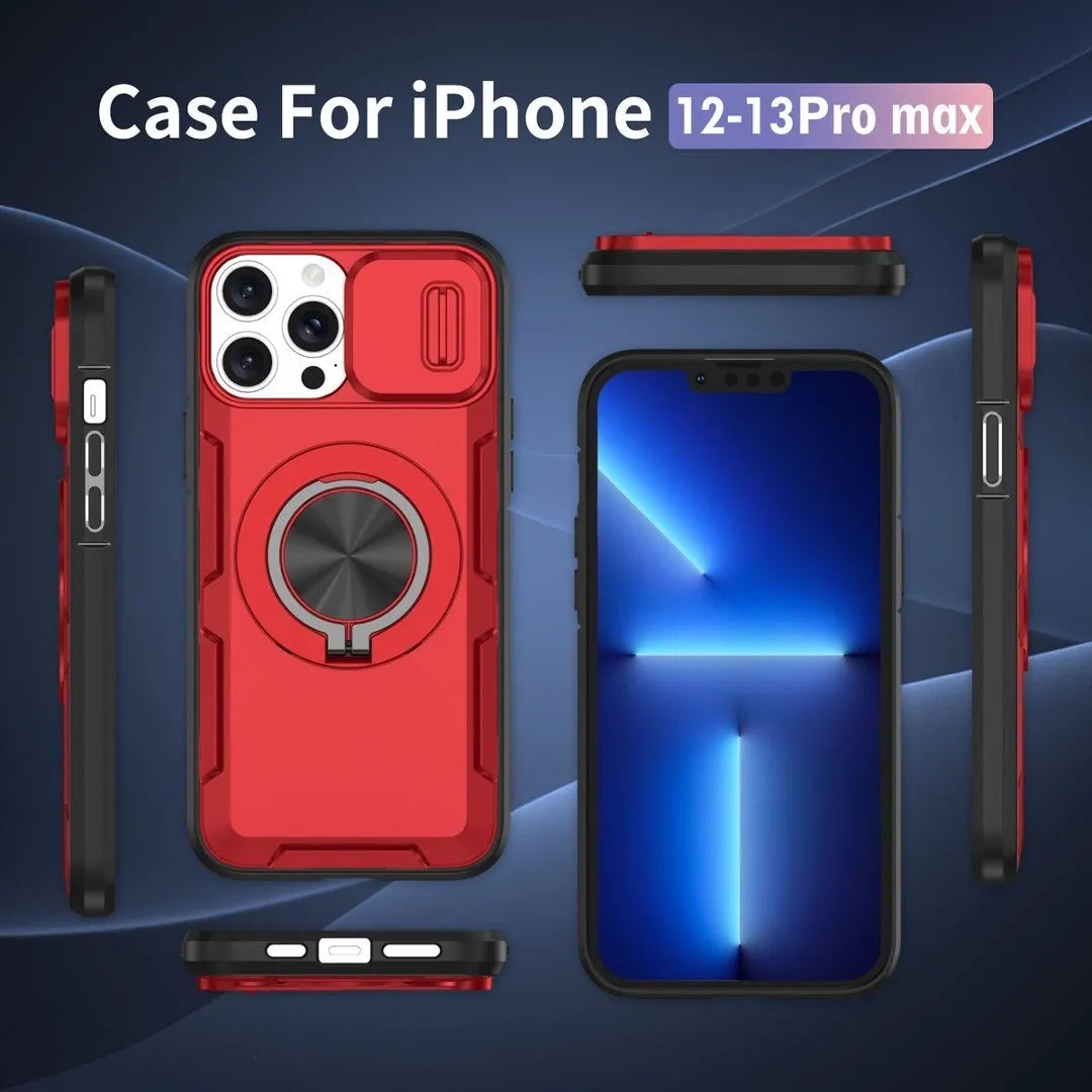 2-in-1 Magnetic Sliding Lens Case, Red for iPhone 13 Pro Max V1293-MCHHHS-13PM