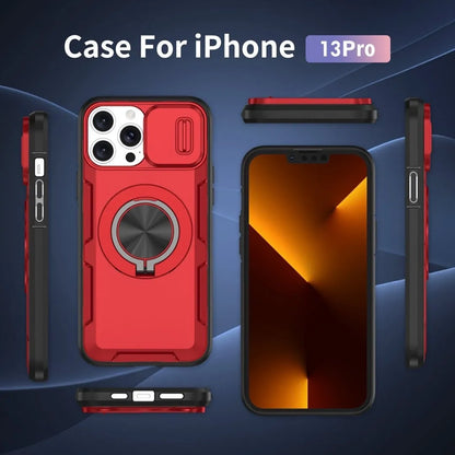 2-in-1 Magnetic Sliding Lens Case, Red for iPhone 13 Pro V1293-MCHHHS-13PRO
