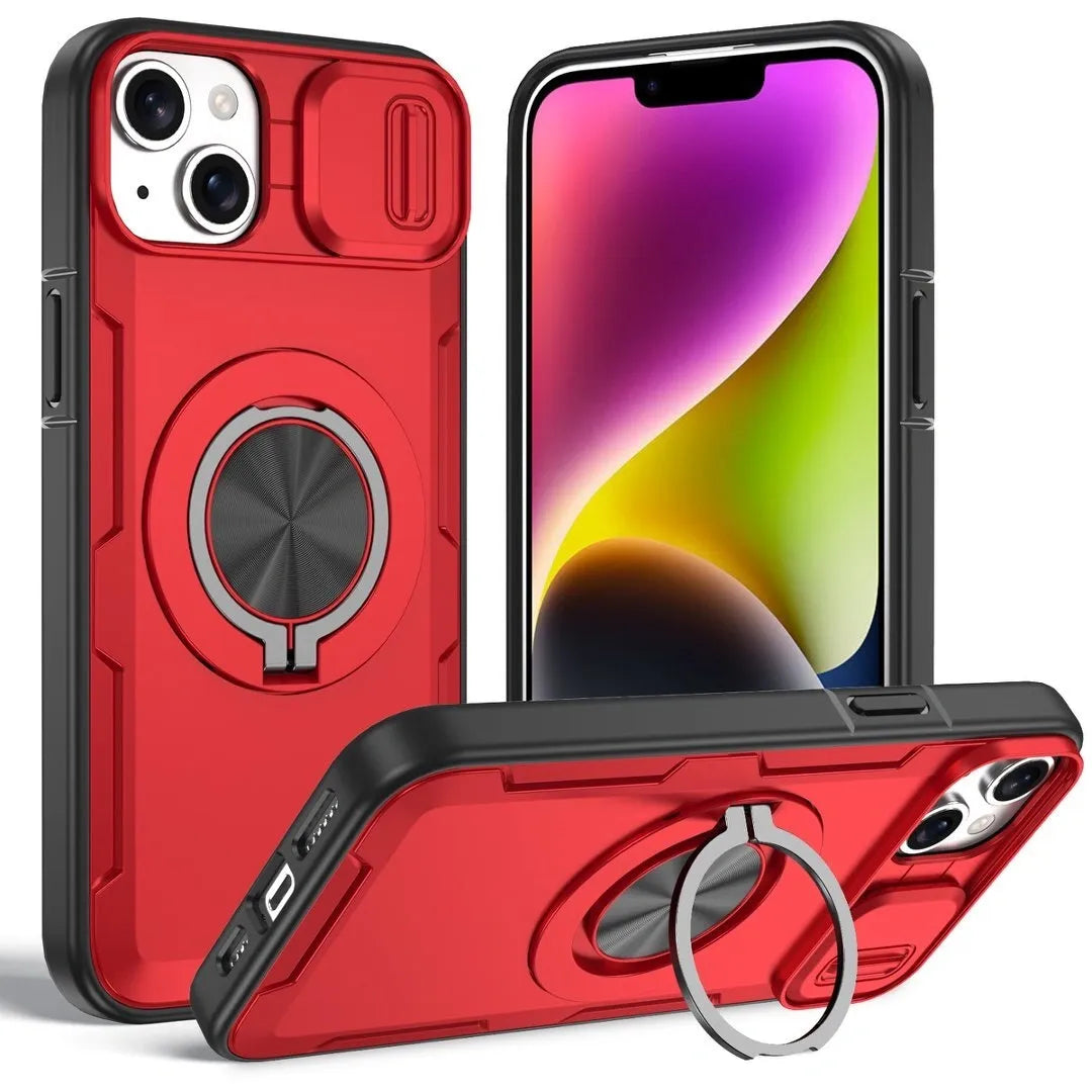 2-in-1 Magnetic Sliding Lens Case, Red for iPhone 14 Plus V1293-MCHHHS-14PLUS
