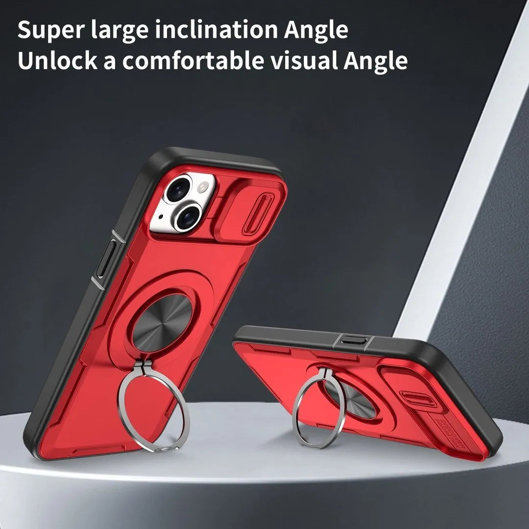 2-in-1 Magnetic Sliding Lens Case, Red for iPhone 14 Plus V1293-MCHHHS-14PLUS